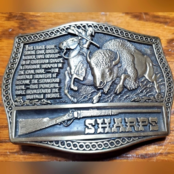 Vintage Sharps Brass Buffalo Belt Buckle